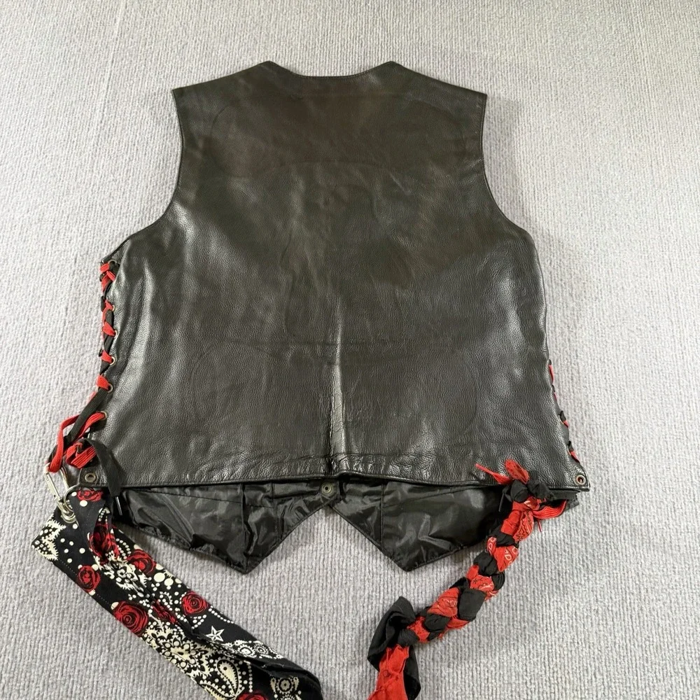 Milwaukee‎ Leather Womens Black Naked Leather XL Lace Vest * - Picture 8 of 11